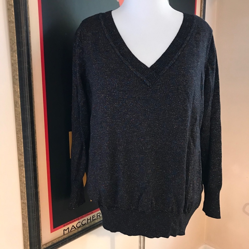 Lane Bryant:Metallic Rainbow V Neck Sweater 22/24